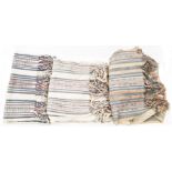 Woven run of tasselled striped cotton weave, possibly North African, perhaps a tent hanging, blue