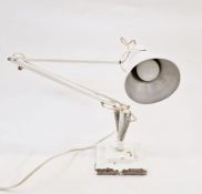 Herbert Terry & Sons Ltd. cream anglepoise lamp on square stepped base, 88cm high approx.