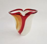 A Murano-style art glass vase with red rim and gold dust decoration to body, 22cm - one only in this