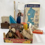 Two vintage hair dryers, quantity shoe stretchers, 'Form-O-Matic' adjustable dress form, etc. (2