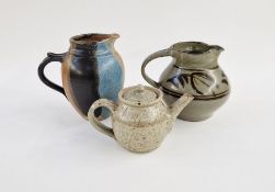 Paul Green for Abbey Studio Pottery, a stoneware teapot with celadon glaze and incised decoration,