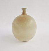 Delan Cookson (b.1937) studio porcelain vase of bulbous form with narrow neck, brown hues on light