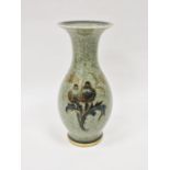 Royal Copenhagen vase, of baluster form, with butterfly and gilt thistle decoration over a sage