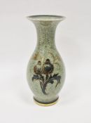 Royal Copenhagen vase, of baluster form, with butterfly and gilt thistle decoration over a sage