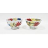 Janice Tchalenko (1942-2018) for Dartington Pottery, pair of 'Poppy' pattern footed bowls, pottery