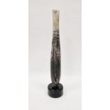 Peter Hayes (b.1946) a raku fired 'Bow Form' sculpture mounted on circular plinth base, signed to