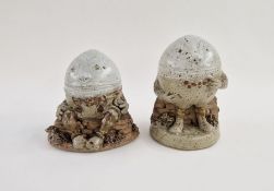 Graham Piggott, Bladon Pottery, two thrown and modelled stoneware Humpty Dumpty figures, one sat