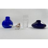Frank Thrower for Dartington 'nipple' vase, 15cm high, a blue glass vase signed indistinctly to