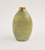 Wendy Johnson (contemporary) The Orchards Studio, raku fired vase with green crackle glaze and