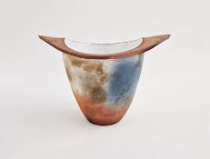 Tessa Wolfe Murray (b.1950), red earthenware hand-built vessel, smoke fired, with interior mottled