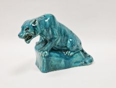 Stella Rebecca Crofts (1898-1964) 'The Snarl' porcelain model of a tiger with blue/green glaze,