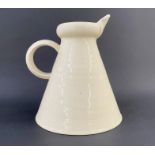 Julian Belmonte (b.1964) earthenware tapered jug with cream glaze, impressed potter's mark to