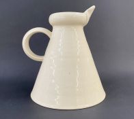 Julian Belmonte (b.1964) earthenware tapered jug with cream glaze, impressed potter's mark to