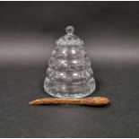 William Yeoward 'Buzzy' crystal honey jar in the form of a beehive with cut bee decoration and