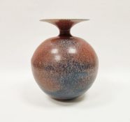 Delan Cookson (b.1937) studio porcelain vase of bulbous form with flared rim and Sang de Boeuf