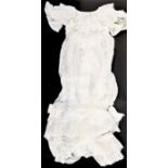 A late Victorian christening dress with satin petticoat and white cotton underpetticoat - 1896, worn