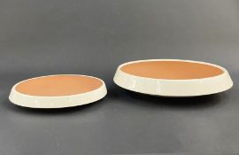 Julian Belmonte (b.1964) terracotta shallow bowl with exterior cream glaze, incised potters mark