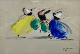 Josep Coll Bardolet (Spanish, 1912-2007) Watercolour body colour Three dancers Signed lower right