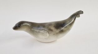 David and Penny Woodley, Helmsdale Pottery, a porcelain model of a seal, impressed mark to base