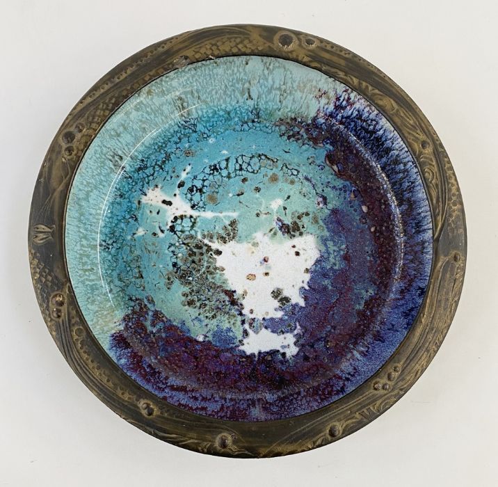 Studio pottery bowl, probably by Andrew Wilson, with flattened scroll over rim decorated with - Image 7 of 12