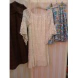 Assorted vintage costume to include 1950's skirts, a white lace minidress with angel sleeves, a