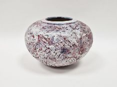 Philip Evans (b.1959) a stoneware collared vase of spherical form with textured surface covered in