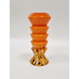 Art Deco orange glass vase