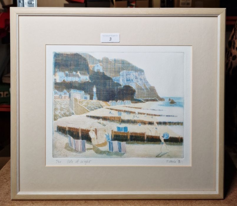 T. Olive Limited edition etching 'Isle of Wight', beach scene, 1/30, signed in pencil and dated '92, - Image 2 of 6