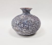 Philip Evans (b.1959) a stoneware vase of squat baluster form with textured surface covered in white