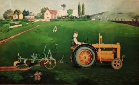 After Kenneth Rowntree (1915-1997) Lithograph 'Tractor in Landscape', 1945, colour lithograph