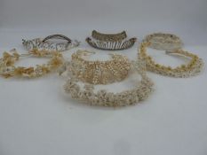 A selection of vintage wedding head dresses/tiaras and combs - diamante fringe tiara with faux