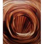 Michael R. Reynolds  Oil  'Odyssey' in shades of sepia abstract, 50.5cm x 44cm
