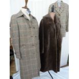 An alpaca coat, labelled 'Pacabella - 100% pure Alpaca pile', full length, a vintage tweed wool coat