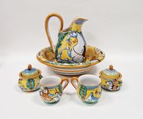 Christian Dior: two 'Majolique' pottery cups and a sugar bowl, circa 1960's/70's, in the style of