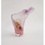 Sam Herman (1936-2020) art glass vase, of organic form, in pinks, browns and purples, signed and