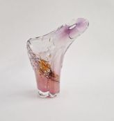 Sam Herman (1936-2020) art glass vase, of organic form, in pinks, browns and purples, signed and