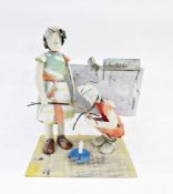 Lucy Casson (b.1960) 'Playing with Fire' recycled tin sculpture group dated 1998, 33cm high x 30cm