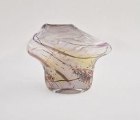 Sam Herman (1936-2020) art glass iridescent vase of organic form, in pinks, purples and browns,