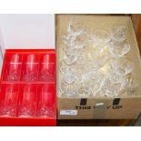 Quantity of assorted glassware, engraved, cut glass, to include brandy balloons, sherries, cocktail,