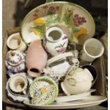 Assorted ceramics to include Portmeirion 'Botanic Garden' vase, white serving dishes, storage