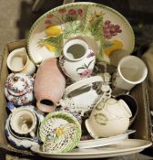 Assorted ceramics to include Portmeirion 'Botanic Garden' vase, white serving dishes, storage