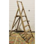 Vintage wooden stepladder suitably distressed with paint, 188cm