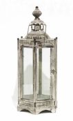 Galvanised metal vintage-style lantern for candle or plant, 64cm