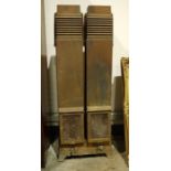 Vintage cast iron two burner gas, twin tower design heater radiator in the Art Deco style