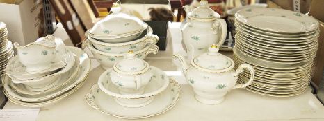 Hutschenreuther, Bavaria part dinner service and tea service, pale green floral pattern on white