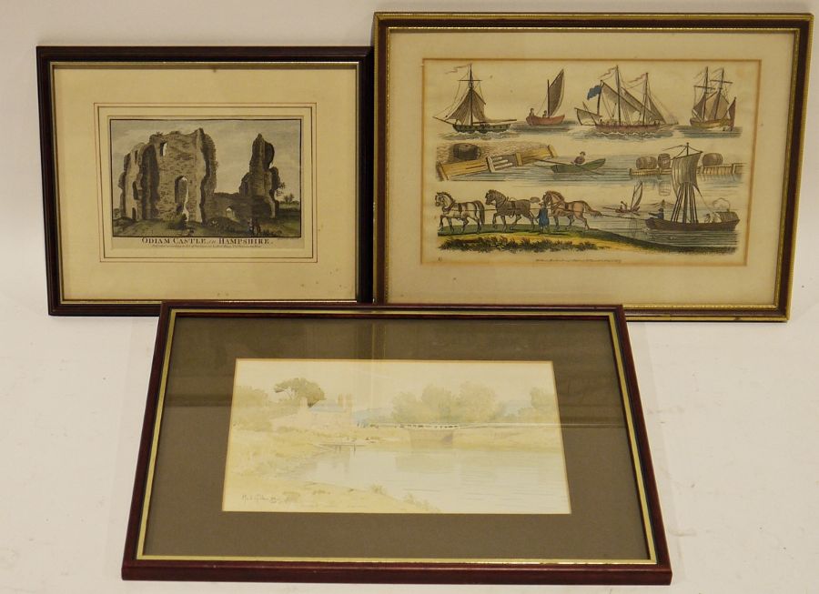 Various framed prints to include river transport William Darton, Joseph Harvey & Co, London May 1