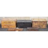 Two wooden lidded crates marked 'Salter & Stokes Ltd, Moreton in Marsh Egg Packers, Glos' and '