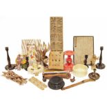 Vintage wooden panel of different shaped butter pats, assorted collectables, assorted ceramics to