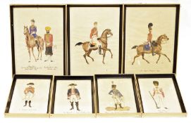 Various watercolour drawings of uniformed soldiers to include 23rd Foot Corporal 1836, Lt Gen