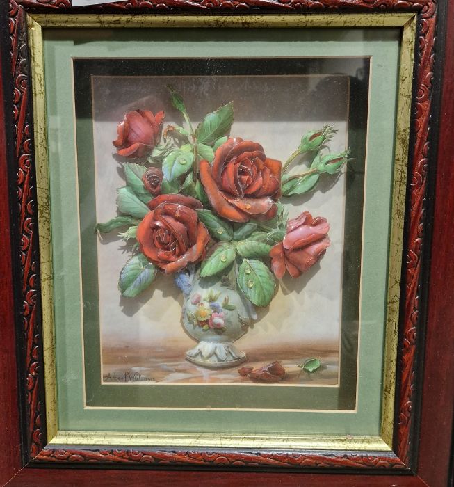 H L Kent Oil on canvas Woodland lane, signed 'Ferrer' Oil on canvas Still life roses in a bowl - Image 10 of 10